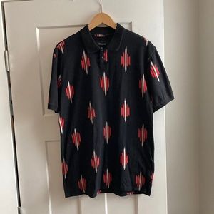 Brixton Polo - Medium - Black with Red and White Print